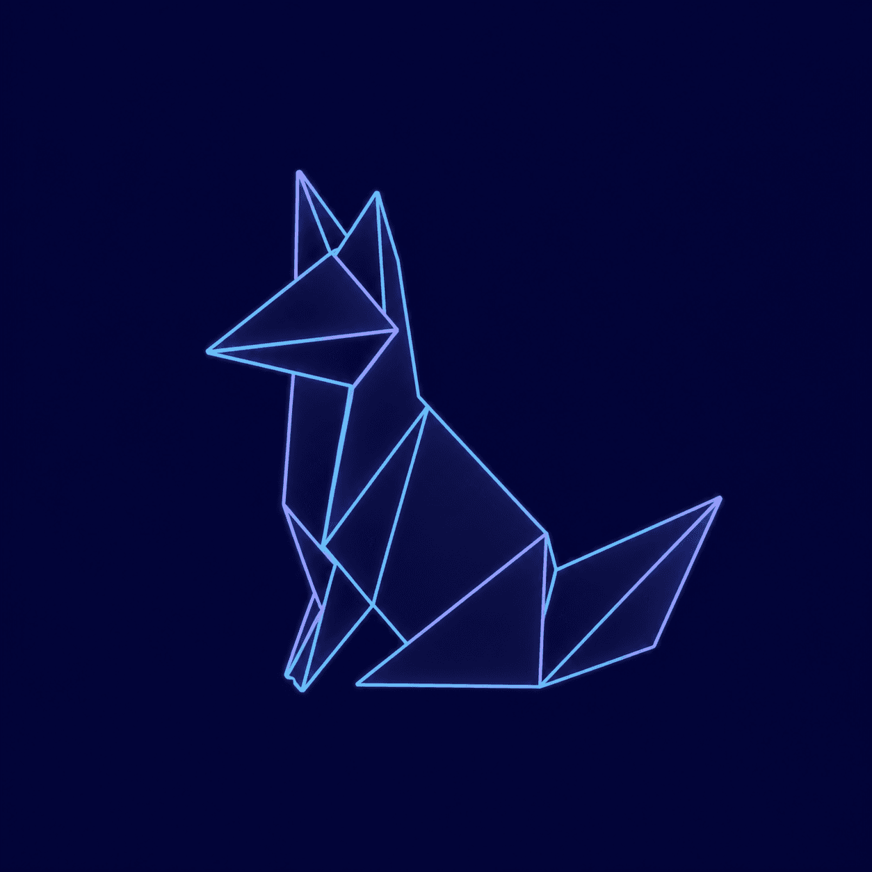 Line artwork of an origami fox