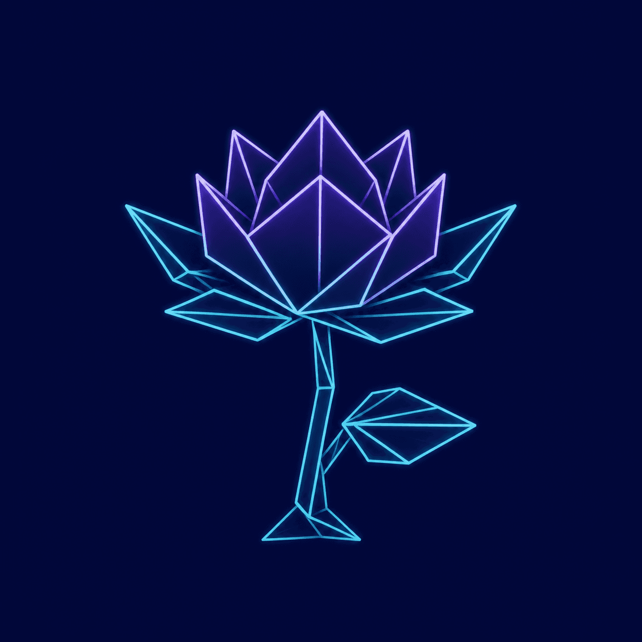 Line artwork of an origami lotus